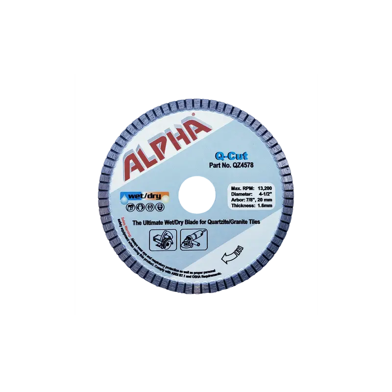 Alpha Pro Tools 4.5 In Q-Cut Diamond Blade – 7/8 In Or 20 Mm Arbor 1