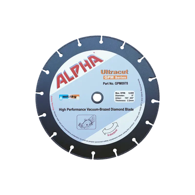 Alpha Pro Tools 9 In Ultracut Gpm Series Diamond Blade – 7/8 In Or 5/8 In Arbor 1