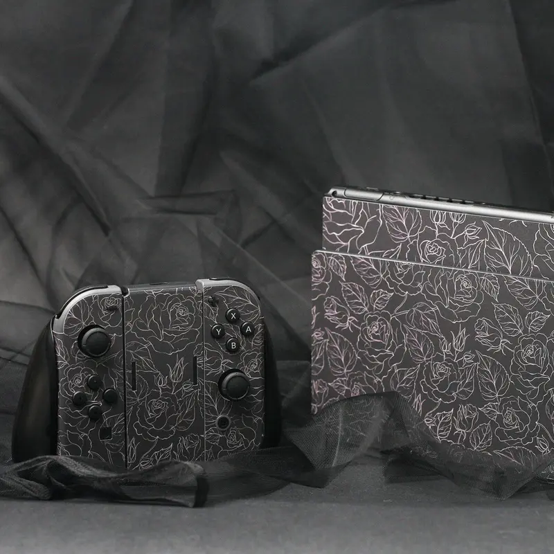 Black Rose Nintendo Switch Skin – Floral-Themed Protective Wrap For Oled & Lite 1