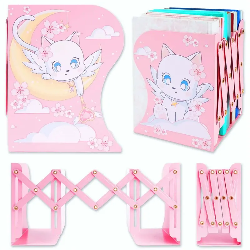 Cat-And-Moon Ceramic Bookend | Cute Kawaii Shelf Organizer 1