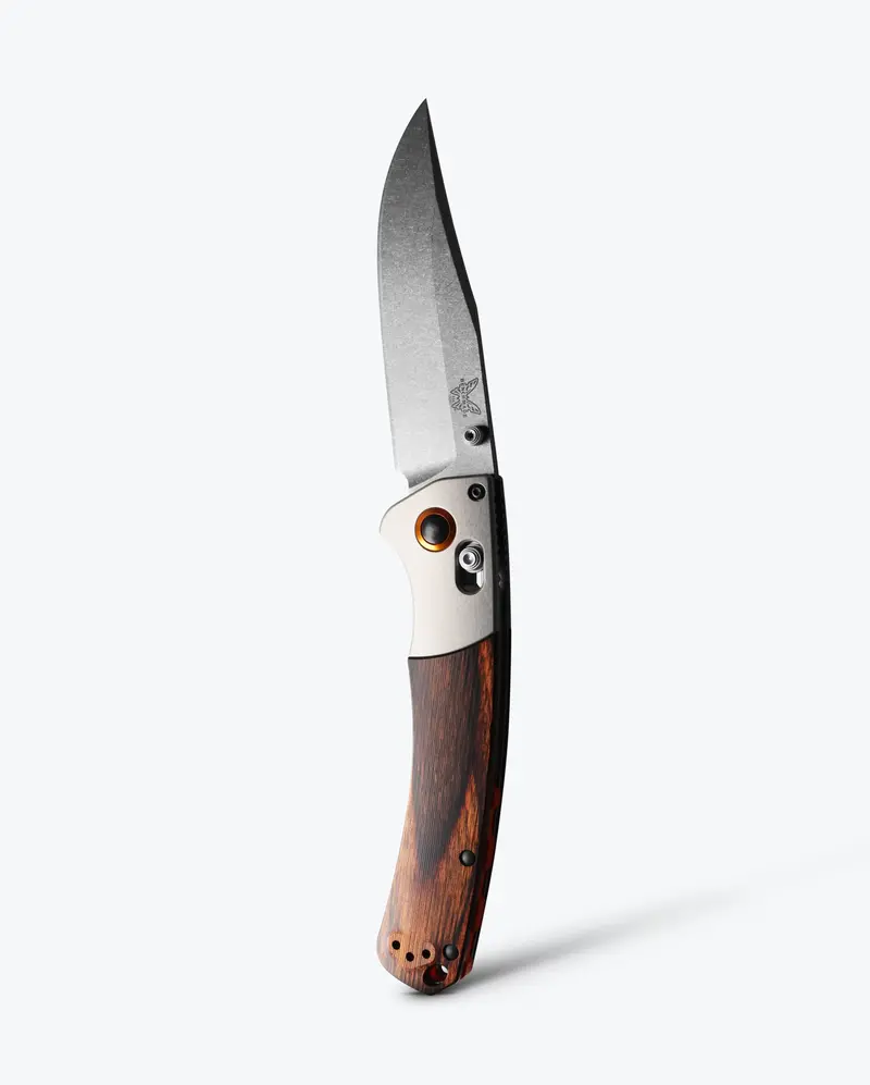 Crooked River Clip-Point Knife With Gray Aluminum And Wood Accents 1