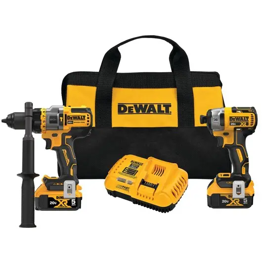 Dewalt 20V Max 2-Tool Combo Kit: Hammer Drill + Impact Driver With Dual 5.0Ah Batteries & Carry Bag (Dck2100P2) 1