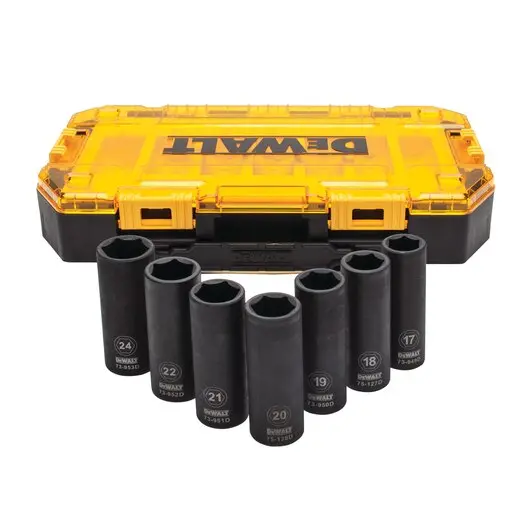 Dewalt 7-Piece 1/2" Drive Deep Metric Impact Socket Set With Tough Box (Dwmt74737) 1