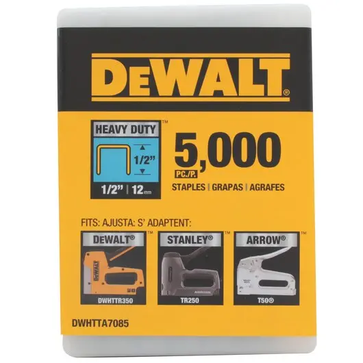 Dewalt Dwhtta7085 5000-Pack Of 1/2-Inch Contractor-Grade Heavy-Duty Staples 1