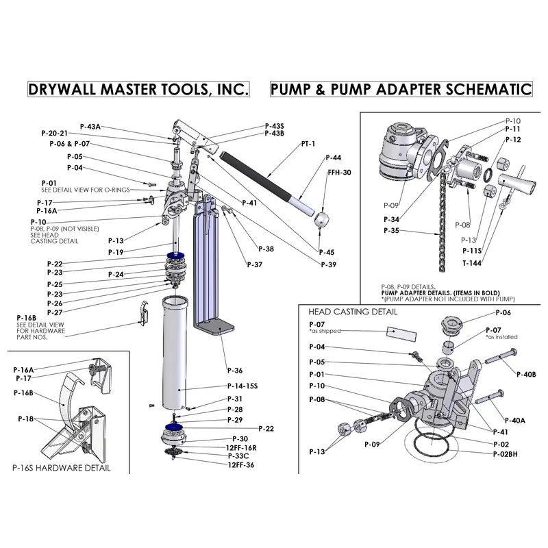 Drywall Master Mud Pump And Adapter Replacement Parts Kit 1