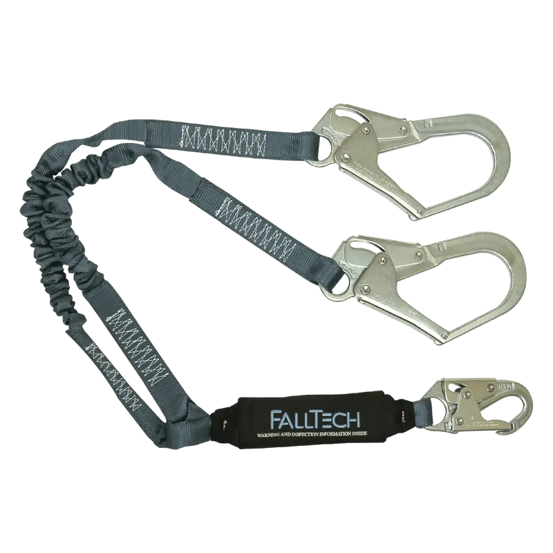 Falltech 4.5- To 6-Foot Viewpack Elastic Energy-Absorbing Double-Leg Lanyard With Steel Connectors 1