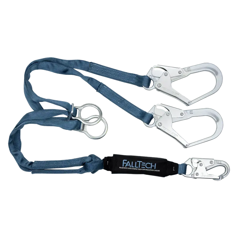 Falltech 6-Foot Viewpack Tie-Back Energy-Absorbing Double-Leg Lanyard With Steel Connectors 1