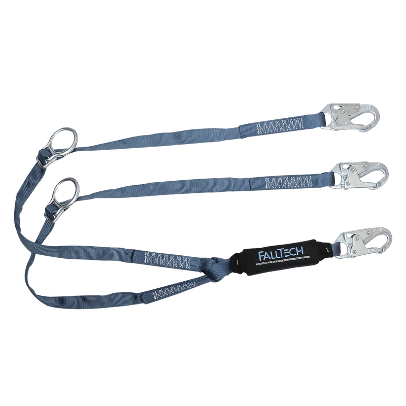 Falltech 6-Foot Viewpack Tie-Back Energy-Absorbing Double-Leg Lanyard With Steel Snap Hooks 1