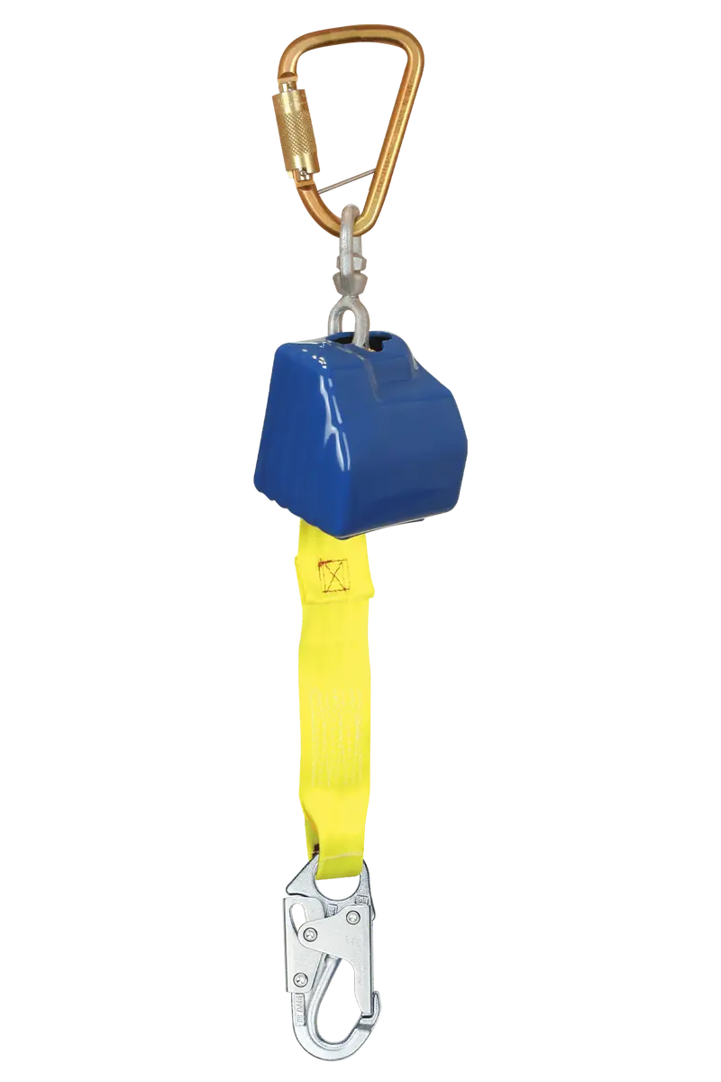 Falltech 8-Foot Web Retractable Lanyard With Steel Snap Hook And Standard Steel Anchorage Carabiner 1