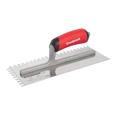 Goldblatt Square-Notch Stainless Steel Trowel – 1/4" X 3/8" X 1/4" 1
