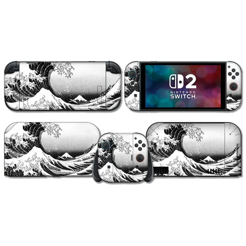 Japanese Wave Pattern Switch Skin – Minimalist Vinyl Wrap For Switch Family 1