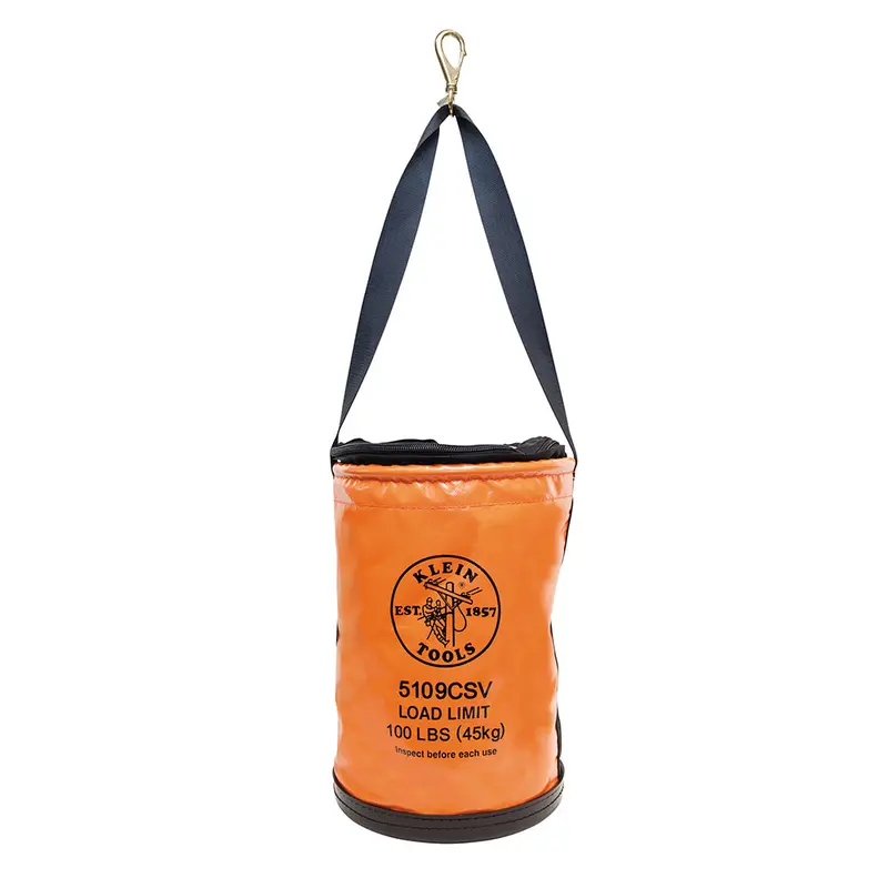 Klein Tools 12-Inch Vinyl Utility Bucket With Secure Closure Lid And Swivel Hook 1