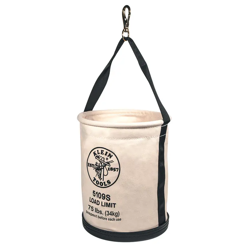 Klein Tools 12-Inch Wide Straight-Wall Canvas Bucket With Swivel Hook Mount 1