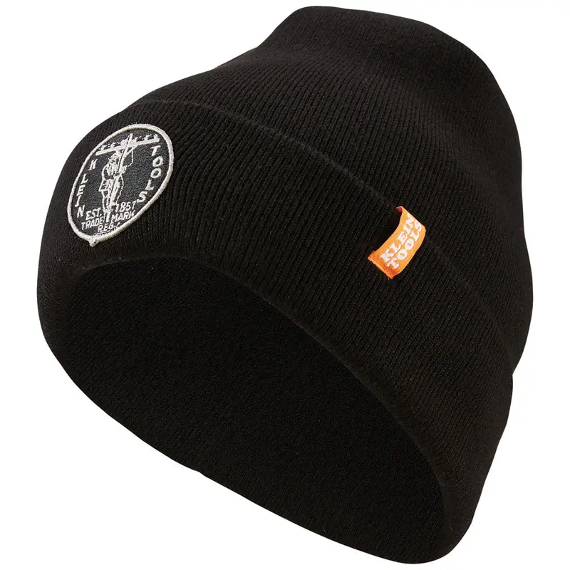 Klein Tools Black Heavy-Knit Beanie With Vintage Logo Patch 1