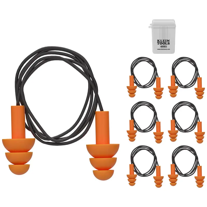 Klein Tools Pack Of 6 Corded Earplugs – Osha-Compliant Hearing Protection 1