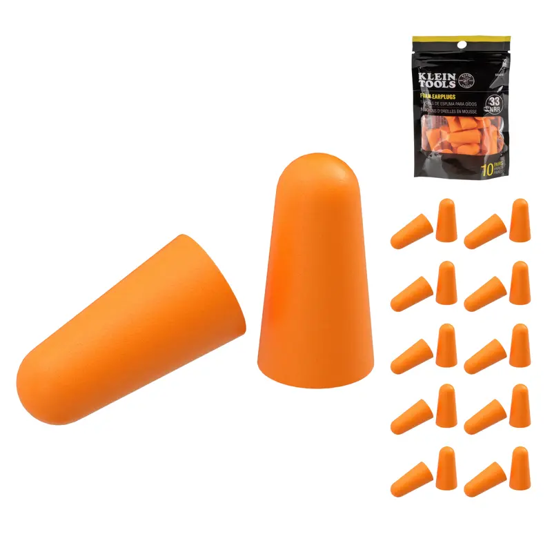 Klein Tools Reusable Foam Earplugs In Resealable Pouch (10 Pairs) 1