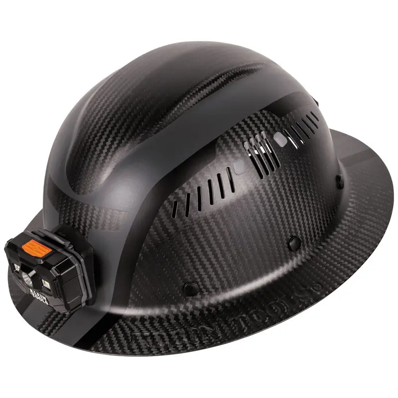 Klein Tools Spartan Class C Carbon Fiber Full-Brim Helmet With Integrated Headlamp 1