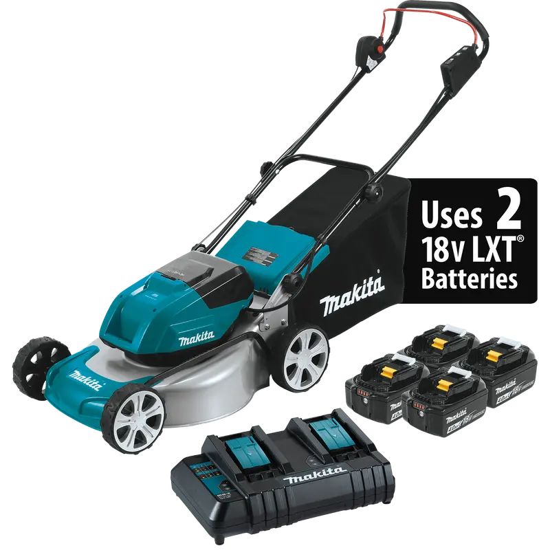 Makita 36V (Dual 18V) Lxt 18-Inch Cordless Lawn Mower Kit – Includes 4 Batteries 1