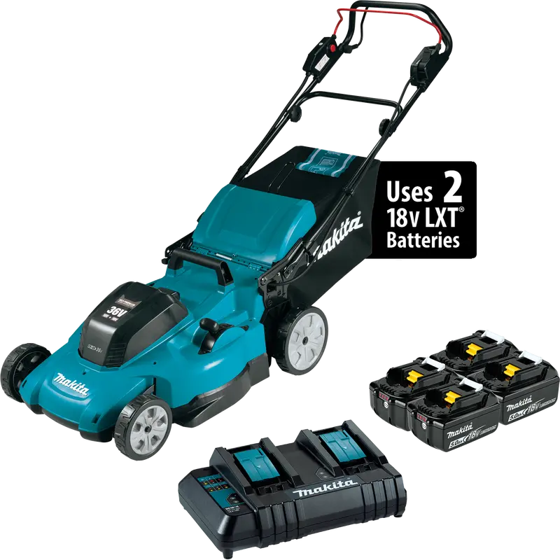 Makita 36V (Dual 18V) Lxt 21-Inch Cordless Lawn Mower Kit – Includes 4 Batteries 1