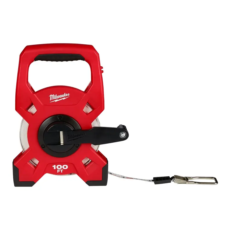 Milwaukee 100-Foot Fiberglass Open-Reel Tape Measure – Heavy-Duty Long Tape, 48-22-5301 1