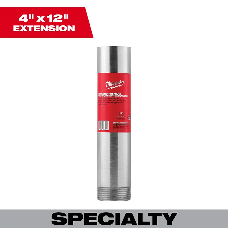 Milwaukee 12" Wet Core Bit Extension – Coolant-Ready, Sds Max-Compatible (48-17-4040) 1