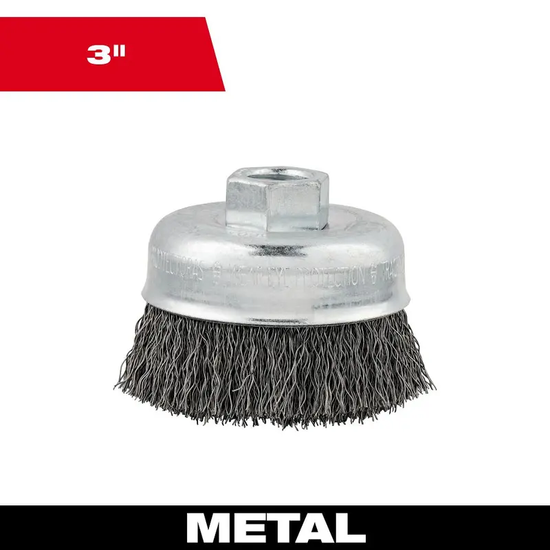 Milwaukee 3-Inch Crimp Wire Cup Brush – Carbon Steel, Model 48-52-5060 1