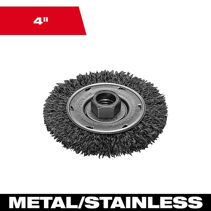 Milwaukee 4-Inch Full-Cable Twist Knot Wire Wheel – Stainless Steel, 5/8"-11 Thread, Model 48-52-5020 1