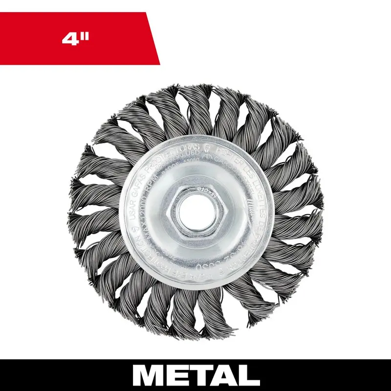 Milwaukee 4-Inch Hyperwire Full-Cable Twist Knot Wire Wheel – Carbon Steel, Model 48-52-5030 1