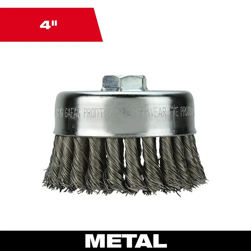 Milwaukee 4-Inch Knot Wire Cup Brush – Carbon Steel, 5/8"-11 Arbor, Model 48-52-1350 1