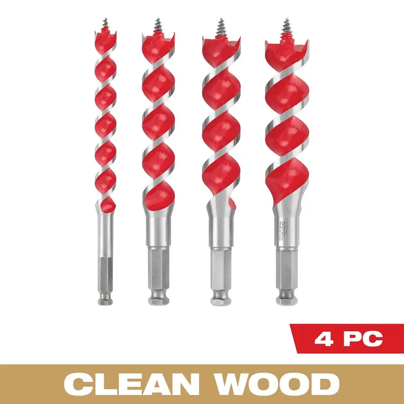Milwaukee 4-Piece 6-1/2" Impact-Rated Spur Auger Bit Set – Durable & Compact, Model 48-13-4000 1