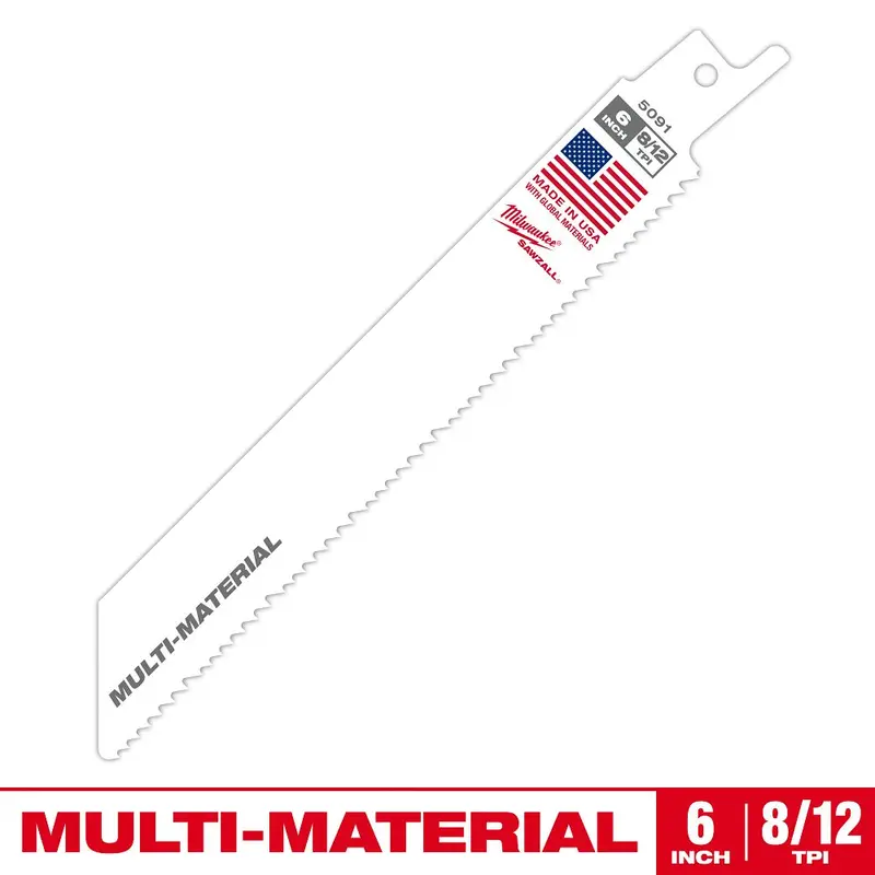 Milwaukee 6-Inch 8/12 Tpi Thin-Kerf Sawzall Reciprocating Saw Blades – 100-Pack (Model 48-01-7091) 1