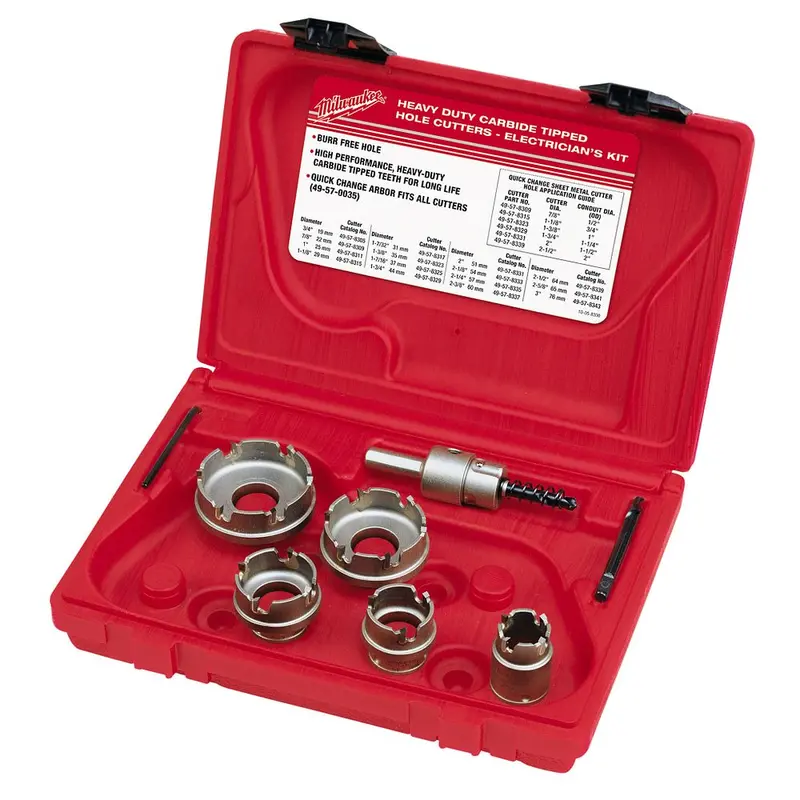 Milwaukee 7-Piece Carbide-Tipped Hole Cutter Kit – Heavy-Duty Metal & Wood (49-22-8310) 1