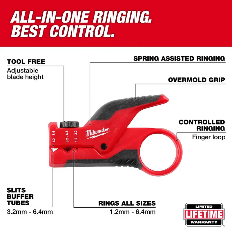 Milwaukee Buffer Tube Ringer & Slitter – Dual-Function Fiber Optic Tool (48-22-3014) 1