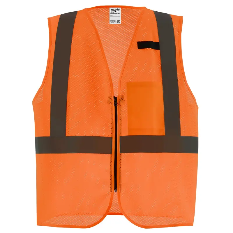 Milwaukee Csa Class 2 High-Visibility Vest – Orange Mesh, Breathable Construction (Model 48-73-2255) 1