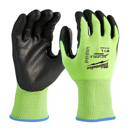 Milwaukee Hi-Vis Cut-Resistant Gloves – Level 2 Polyurethane-Coated (48-73-8920) 1