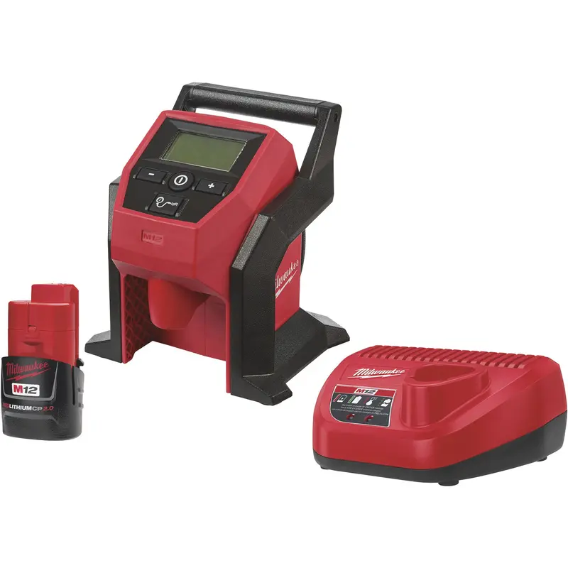 Milwaukee M12 Compact Tire Inflator Kit – Portable Cordless Air Compressor System (2475-21Cp) 1