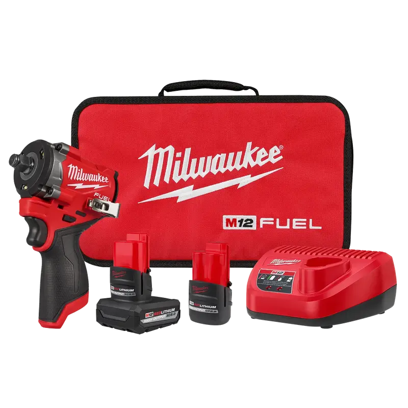 Milwaukee M12 Fuel 1/2" Stubby Impact Wrench Kit (2563-22) + Free M12 3/8" Cordless Ratchet (2457-20) 1