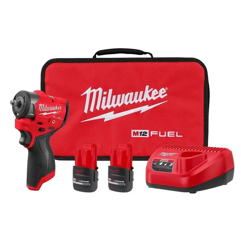 Milwaukee M12 Fuel 3/8" Subcompact Impact Wrench Kit With Friction Ring & Batteries – Model 3049-22 1