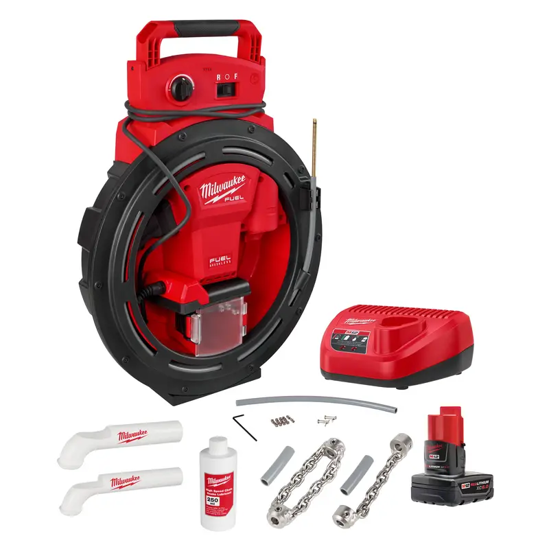 Milwaukee M12 Fuel High-Speed Chain Snake Kit For 1-1/4" To 2" Pipes (2519-21) 1