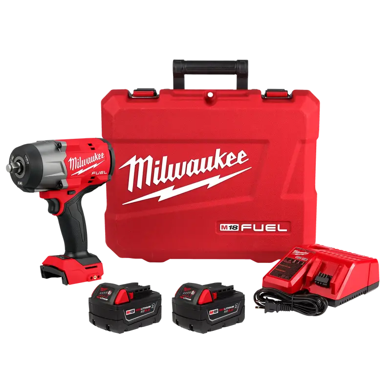 Milwaukee M18 Fuel 1/2" High-Torque Impact Wrench With Friction Ring (2967-22) + Free 15-Piece Shockwave 1/2" Deep Socket Set With Packout Organizer (49-66-6802) 1