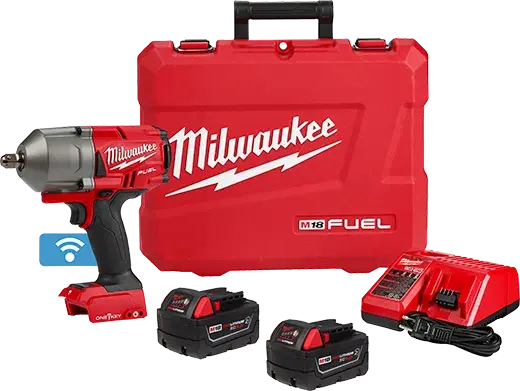Milwaukee M18 Fuel 1/2" High-Torque Impact Wrench With One-Key & Pin Detent (2862-22R) + Free 15-Piece Shockwave 1/2" Deep Socket Set With Packout Organizer (49-66-6802) 1
