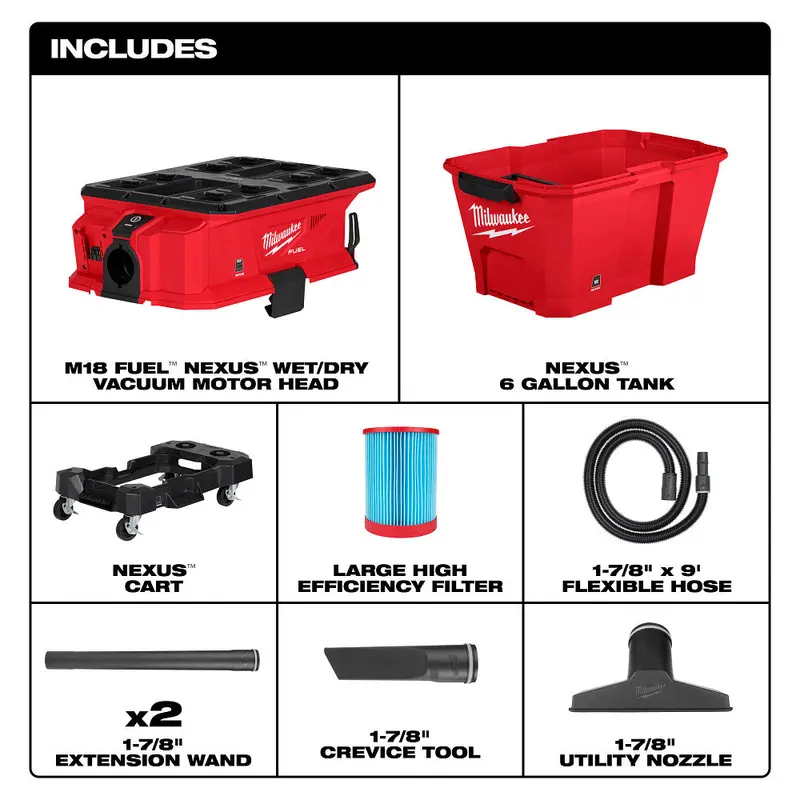 Milwaukee M18 Fuel 6-Gallon Wet/Dry Vacuum – Packout-Compatible, Cordless (0915-20) 1