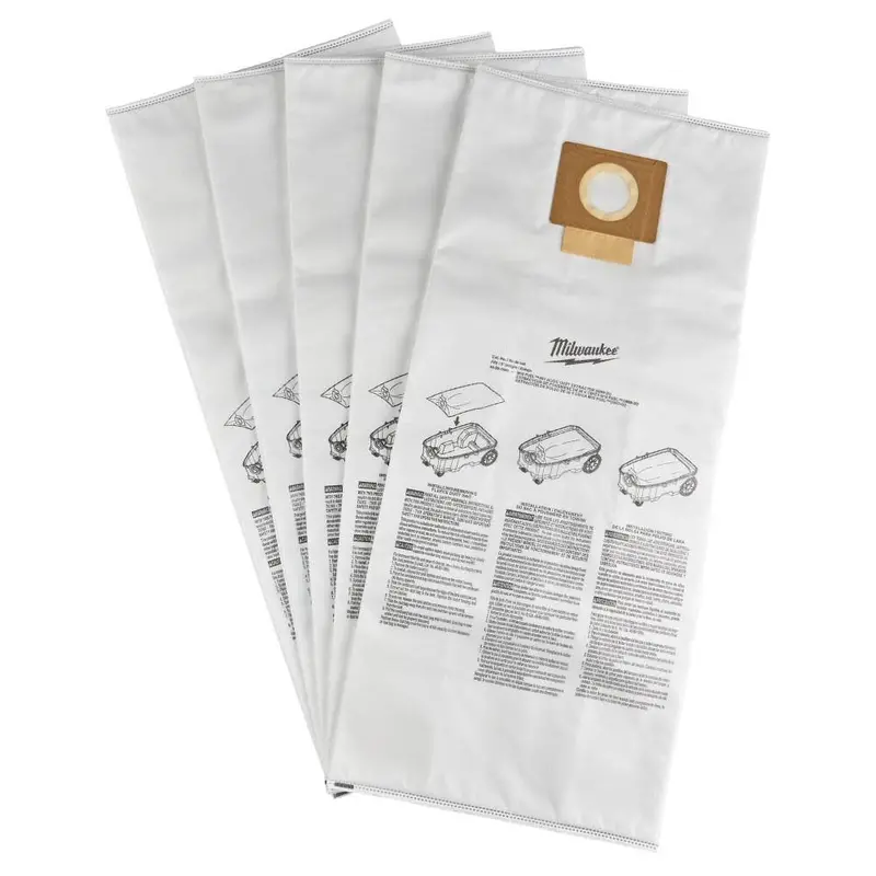 Milwaukee M18 Fuel 9-Gallon Dust Extractor Fleece Dust Bags – 5-Pack (49-90-1969) 1