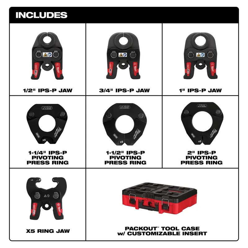 Milwaukee M18 Pivoting Jaw Press Kit – 1/2–2 Inch Ips Pipe Fitting Compatibility (49-16-2683) 1