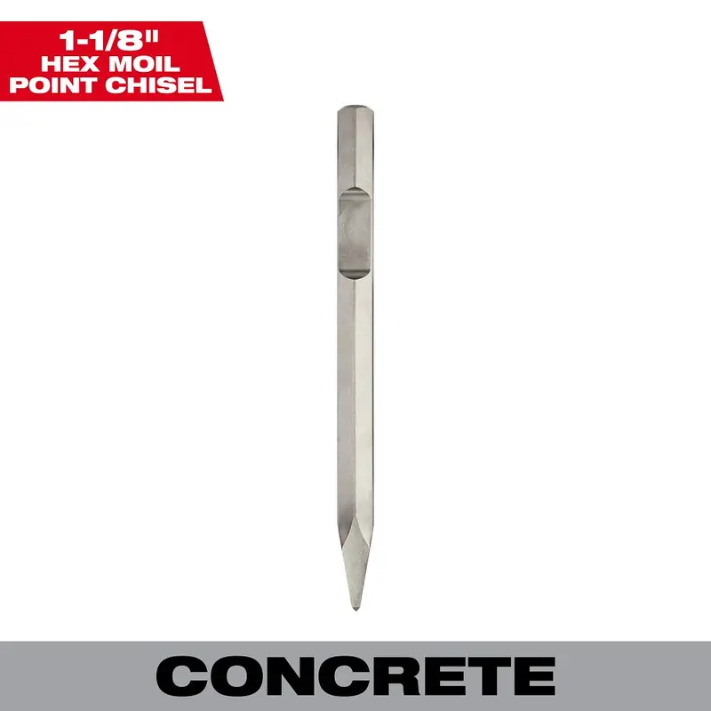 Milwaukee Mx Fuel Breaker Moil Point Chisel – 1-1/8" Hex × 16", Model 48-62-4001 1