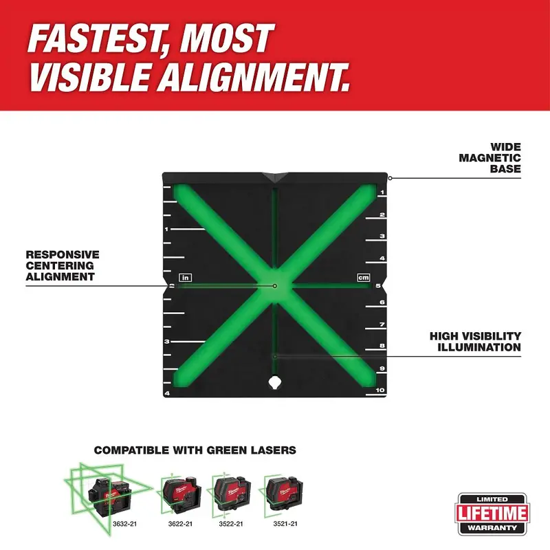 Milwaukee Responsive Laser Alignment Target – High-Visibility Target Plate 1