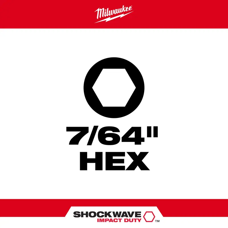 Milwaukee Shockwave 1" Hex 7/64" Insert Bits – 25-Piece Impact Set – 48-32-4703 1
