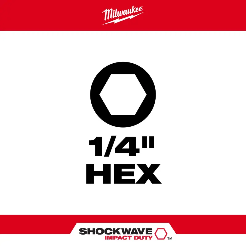 Milwaukee Shockwave 1" Hex Shank 1/4" Insert Bit – Impact-Resistant – 48-32-4709 1