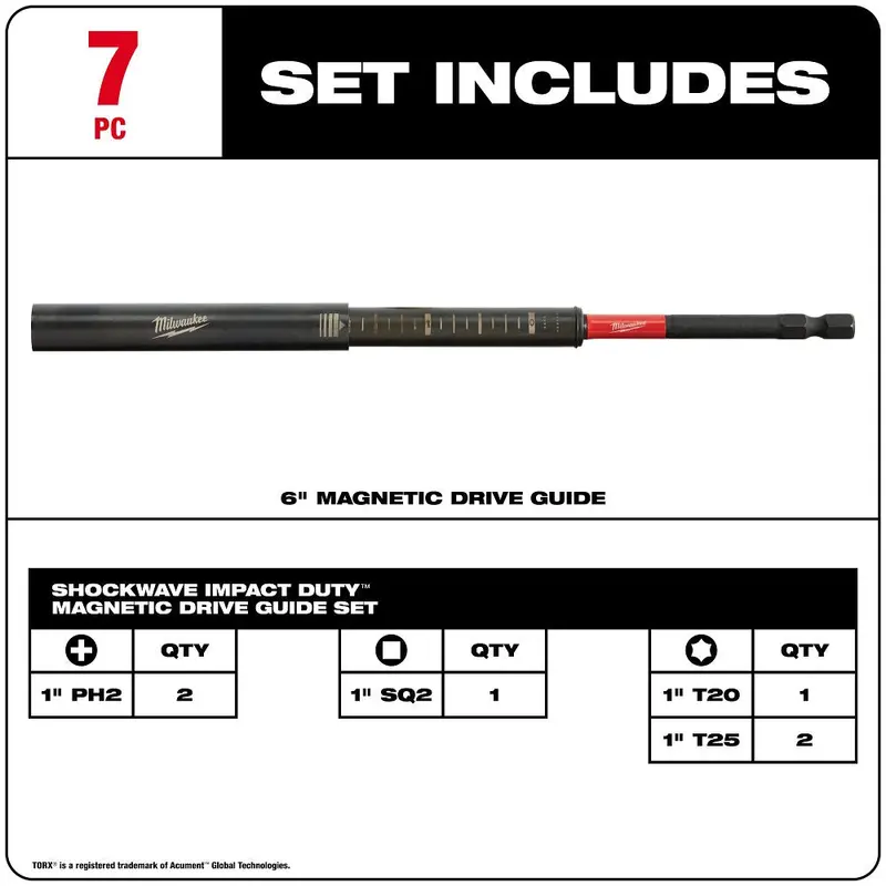 Milwaukee Shockwave Impact Duty 7-Piece Magnetic Drive Guide Set (Model 48-32-4518) 1