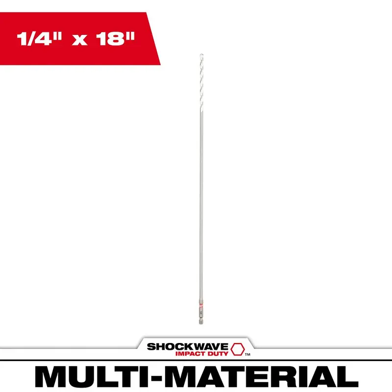Milwaukee Shockwave Impact Duty Carbide Bellhanger Bit – 1/4" X 18", Model 48-20-8860 1